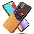 For Samsung Galaxy A52 5G Cloth Texture PC + PU Leather Back Cover Shockproof Case with Card Slot(Orange) - 1