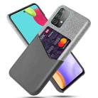 For Samsung Galaxy A52 5G Cloth Texture PC + PU Leather Back Cover Shockproof Case with Card Slot(Grey) - 1