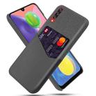 For Samsung Galaxy A70s Cloth Texture PC + PU Leather Back Cover Shockproof Case with Card Slot(Grey) - 1