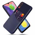 For Samsung Galaxy A70s Cloth Texture PC + PU Leather Back Cover Shockproof Case with Card Slot(Blue) - 1