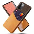 For Samsung Galaxy A72 5G Cloth Texture PC + PU Leather Back Cover Shockproof Case with Card Slot(Orange) - 1