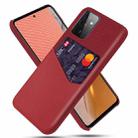 For Samsung Galaxy A72 5G Cloth Texture PC + PU Leather Back Cover Shockproof Case with Card Slot(Red) - 1