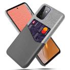For Samsung Galaxy A72 5G Cloth Texture PC + PU Leather Back Cover Shockproof Case with Card Slot(Grey) - 1