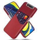 For Samsung Galaxy A80 Cloth Texture PC + PU Leather Back Cover Shockproof Case with Card Slot(Red) - 1