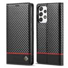 LC.IMEEKE Carbon Fiber PU + TPU Horizontal Flip Leather Case with Holder & Card Slot & Wallet For Samsung Galaxy A52 5G / 4G(Horizontal Black) - 1