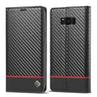 LC.IMEEKE Carbon Fiber PU + TPU Horizontal Flip Leather Case with Holder & Card Slot & Wallet For Samsung Galaxy S8+(Horizontal Black) - 1