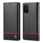 LC.IMEEKE Carbon Fiber PU + TPU Horizontal Flip Leather Case with Holder & Card Slot & Wallet For Samsung Galaxy S20 FE(Horizontal Black) - 1