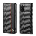 LC.IMEEKE Carbon Fiber PU + TPU Horizontal Flip Leather Case with Holder & Card Slot & Wallet For Samsung Galaxy S20 FE(Vertical Black) - 1