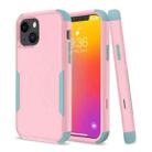 For iPhone 13 mini Commuter Shockproof TPU + PC Protective Case (Pink + Grey Green) - 1