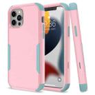 For iPhone 13 Pro Commuter Shockproof TPU + PC Protective Case (Pink + Grey Green) - 1