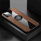 For iPhone 11 Pro Max XINLI Stitching Cloth Textue Shockproof TPU Protective Case with Ring Holder(Brown) - 1