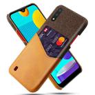 For Samsung Galaxy M01 Cloth Texture PC + PU Leather Back Cover Shockproof Case with Card Slot(Orange) - 1
