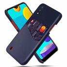 For Samsung Galaxy M01 Cloth Texture PC + PU Leather Back Cover Shockproof Case with Card Slot(Blue) - 1