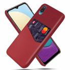 For Samsung Galaxy M02 Cloth Texture PC + PU Leather Back Cover Shockproof Case with Card Slot(Red) - 1