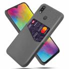 For Samsung Galaxy M20 Cloth Texture PC + PU Leather Back Cover Shockproof Case with Card Slot(Grey) - 1
