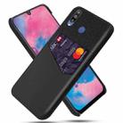 For Samsung Galaxy M30 Cloth Texture PC + PU Leather Back Cover Shockproof Case with Card Slot(Black) - 1