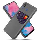 For Samsung Galaxy M30 Cloth Texture PC + PU Leather Back Cover Shockproof Case with Card Slot(Grey) - 1