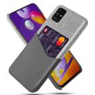 For Samsung Galaxy M31s Cloth Texture PC + PU Leather Back Cover Shockproof Case with Card Slot(Grey) - 1
