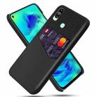 For Samsung Galaxy M40 Cloth Texture PC + PU Leather Back Cover Shockproof Case with Card Slot(Black) - 1