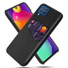 For Samsung Galaxy M62 Cloth Texture PC + PU Leather Back Cover Shockproof Case with Card Slot(Black) - 1