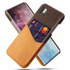 For Samsung Galaxy Note10+ Cloth Texture PC + PU Leather Back Cover Shockproof Case with Card Slot(Orange) - 1