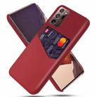 For Samsung Galaxy Note20 Ultra Cloth Texture PC + PU Leather Back Cover Shockproof Case with Card Slot(Red) - 1