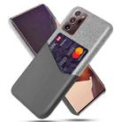 For Samsung Galaxy Note20 Ultra Cloth Texture PC + PU Leather Back Cover Shockproof Case with Card Slot(Grey) - 1