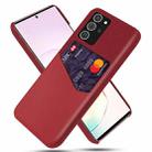 For Samsung Galaxy Note20 Ultra 5G Cloth Texture PC + PU Leather Back Cover Shockproof Case with Card Slot(Red) - 1