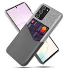 For Samsung Galaxy Note20 Ultra 5G Cloth Texture PC + PU Leather Back Cover Shockproof Case with Card Slot(Grey) - 1