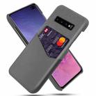 For Samsung Galaxy S10+ Cloth Texture PC + PU Leather Back Cover Shockproof Case with Card Slot(Grey) - 1