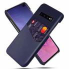 For Samsung Galaxy S10+ Cloth Texture PC + PU Leather Back Cover Shockproof Case with Card Slot(Blue) - 1