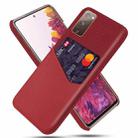 For Samsung Galaxy S20 FE 5G Cloth Texture PC + PU Leather Back Cover Shockproof Case with Card Slot(Red) - 1