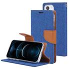 For iPhone 13 GOOSPERY CANVAS DIARY Canvas Texture Horizontal Flip PU Leather Case with Holder & Card Slots & Wallet(Blue) - 1