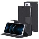 For iPhone 13 GOOSPERY CANVAS DIARY Canvas Texture Horizontal Flip PU Leather Case with Holder & Card Slots & Wallet(Black) - 1