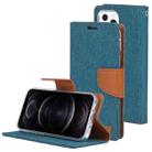 For iPhone 13 Pro GOOSPERY CANVAS DIARY Canvas Texture Horizontal Flip PU Leather Case with Holder & Card Slots & Wallet (Green) - 1