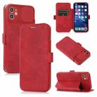 Push Window Double Buckle PU + Silicone Horizontal Flip Leather Case with Holder & Card Slot For iPhone 11(Red) - 1