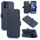 Push Window Double Buckle PU + Silicone Horizontal Flip Leather Case with Holder & Card Slot For iPhone 12 mini(Blue) - 1