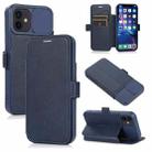 Push Window Double Buckle PU + Silicone Horizontal Flip Leather Case with Holder & Card Slot For iPhone 12(Blue) - 1