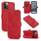 Push Window Double Buckle PU + Silicone Horizontal Flip Leather Case with Holder & Card Slot For iPhone 12 Pro(Red) - 1