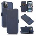 Push Window Double Buckle PU + Silicone Horizontal Flip Leather Case with Holder & Card Slot For iPhone 12 Pro(Blue) - 1
