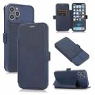 Push Window Double Buckle PU + Silicone Horizontal Flip Leather Case with Holder & Card Slot For iPhone 12 Pro Max(Blue) - 1
