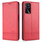 For OPPO A16 AZNS Magnetic Calf Texture Horizontal Flip Leather Case with Card Slots & Holder & Wallet(Red) - 1