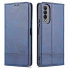 For Honor X20 SE AZNS Magnetic Calf Texture Horizontal Flip Leather Case with Card Slots & Holder & Wallet(Dark Blue) - 1