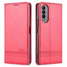 For Honor X20 SE AZNS Magnetic Calf Texture Horizontal Flip Leather Case with Card Slots & Holder & Wallet(Red) - 1