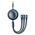 Baseus CAMLC-MJ03 66W USB to 8 Pin + Micro USB + USB-C / Type-C Bright Mirror One-for-three Retractable Data Cable, Cable Length: 1.2m(Blue) - 1