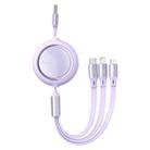 Baseus CAMLC-MJ05 66W USB to 8 Pin + Micro USB + USB-C / Type-C Bright Mirror One-for-three Retractable Data Cable, Cable Length: 1.2m(Purple) - 1