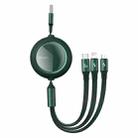 Baseus CAMLC-MJ05 66W USB to 8 Pin + Micro USB + USB-C / Type-C Bright Mirror One-for-three Retractable Data Cable, Cable Length: 1.2m(Dark Green) - 1