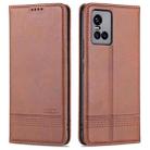 For vivo S10 AZNS Magnetic Calf Texture Horizontal Flip Leather Case with Card Slots & Holder & Wallet(Dark Brown) - 1