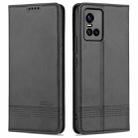For vivo S10 AZNS Magnetic Calf Texture Horizontal Flip Leather Case with Card Slots & Holder & Wallet(Black) - 1