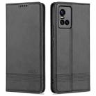 For vivo S10 Pro AZNS Magnetic Calf Texture Horizontal Flip Leather Case with Card Slots & Holder & Wallet(Black) - 1